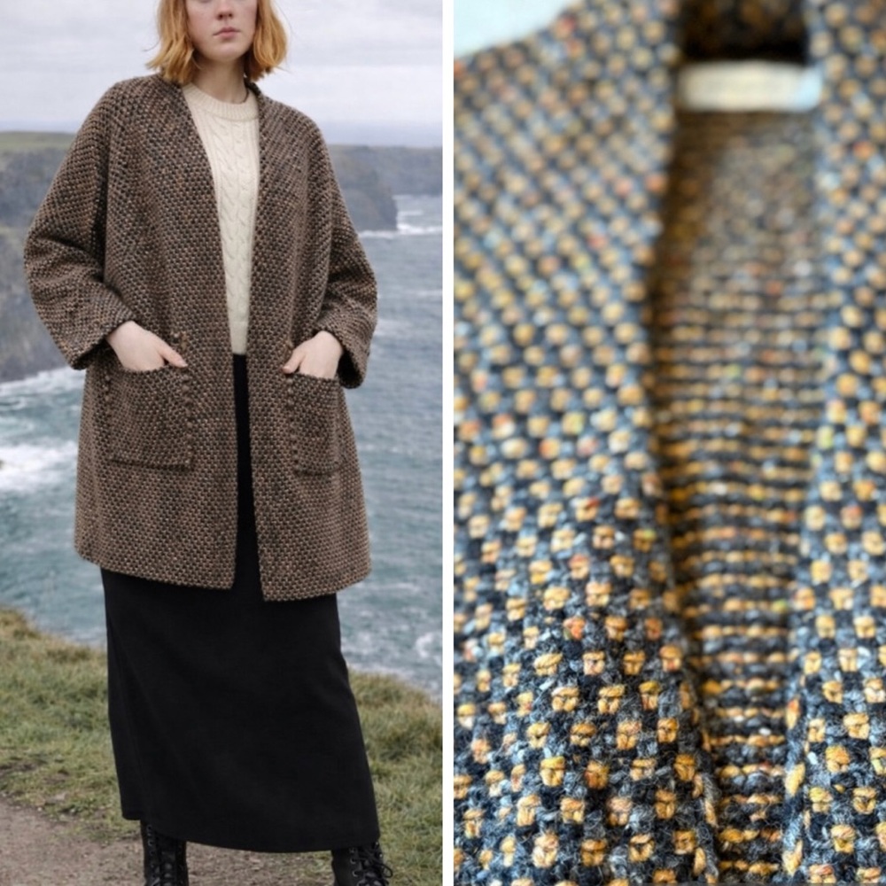 ☘️ Tweed MCCONNELL Ireland 100% Wool Cocoon Coat Sweater - M/L